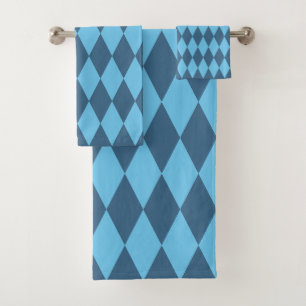 Blue Bavaria Rhombus Flag Pattern Bath Towel Set