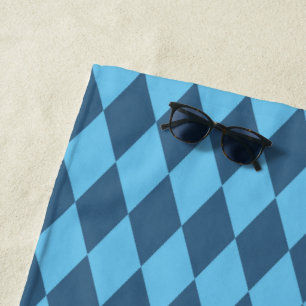 Blue Bavaria Rhombus Flag Pattern Beach Towel
