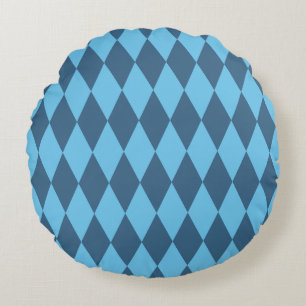 Blue Bavaria Rhombus Flag Pattern Round Cushion