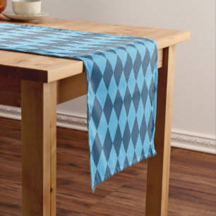 Blue Bavaria Rhombus Flag Pattern Short Table Runner