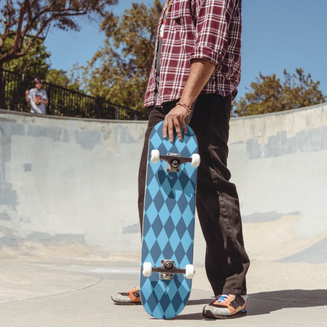 Blue Bavaria Rhombus Flag Pattern Skateboard (Outdoor 2)