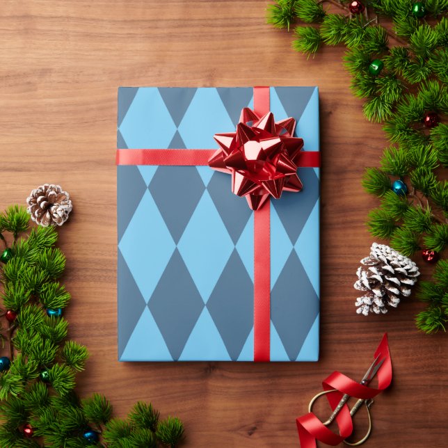 Blue Bavaria Rhombus Flag Pattern Wrapping Paper (Holiday Gift)