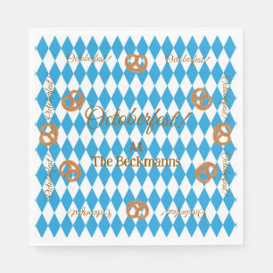 Blue Bavarian Octoberfest Pretzels Napkin