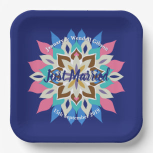 Blue Bayou 9-inch Square Wedding Plates