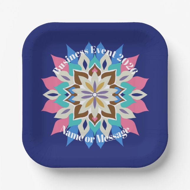 Blue Bayou Busines Event 7 in. Square Paper Plates (Front)