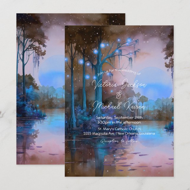Blue Bayou Evening Wedding Invitation (Front/Back)