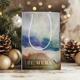Blue Be Merry Holiday  Medium Gift Bag