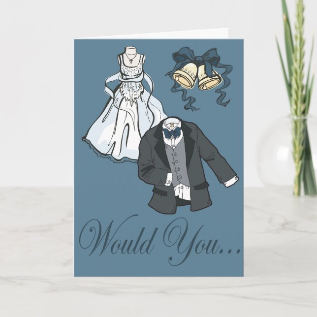 Blue be my bridesmaid invitation (Front)