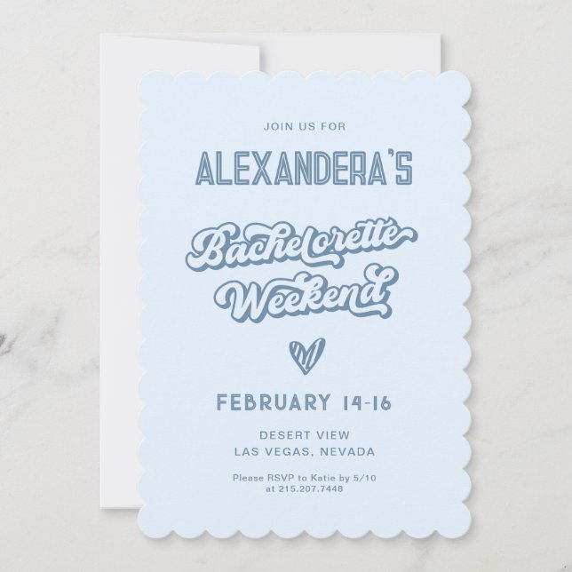 Blue Beach Bachelorette Party Invitation (Front)