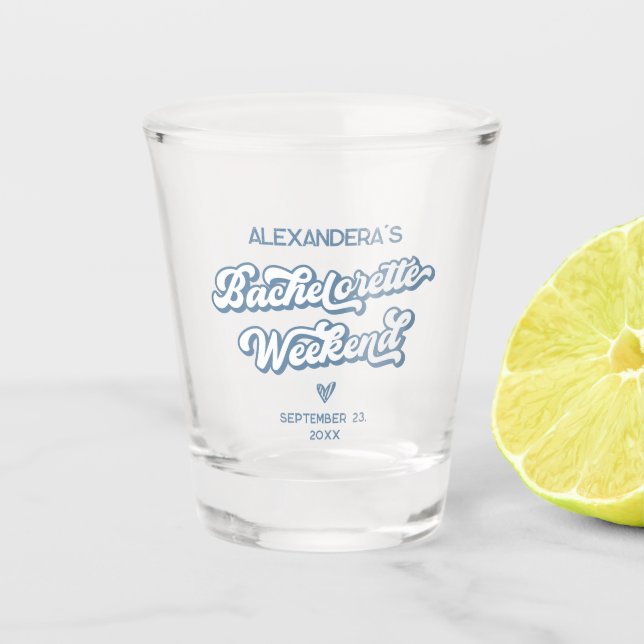 Blue Beach Bachelorette Party Shot Glass (Front)