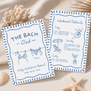 Blue Beach Bachelorette Weekend Itinerary Invitation