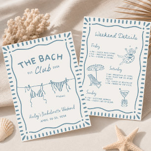 Blue Beach Bachelorette Weekend Itinerary Invitation