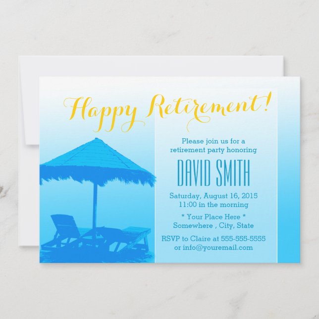 Blue Beach Chairs Retirement Party Invitations (Front)