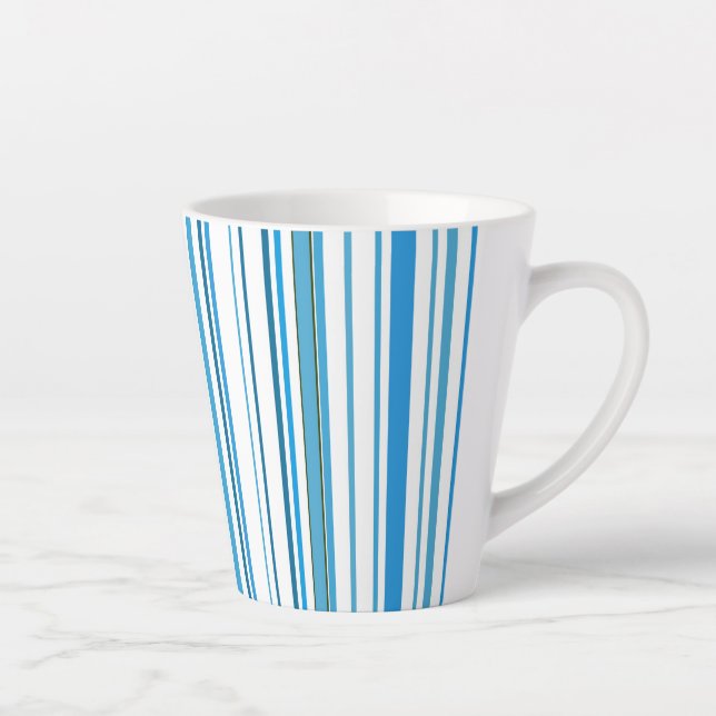Blue Beach Colour Stripes Latte Mug (Right)