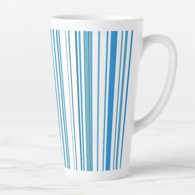 Blue Beach Colour Stripes Latte Mug (Right)