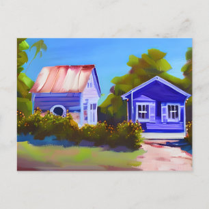 Blue Beach Cottage Keeping in Touch Postcard