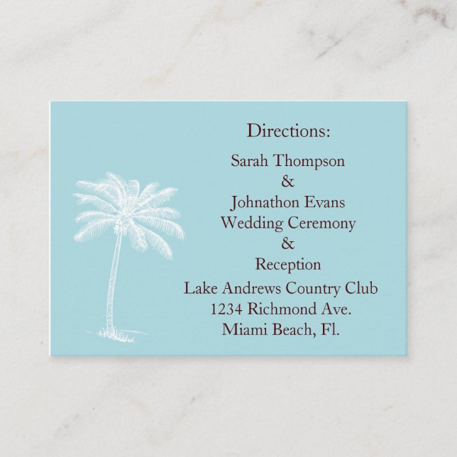 Blue Beach Getaway Direction Cards (Front)
