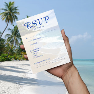 Blue Beach Island Destination Wedding RSVP Card