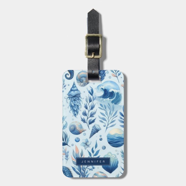Blue Beach Luggage Tags (Front Vertical)