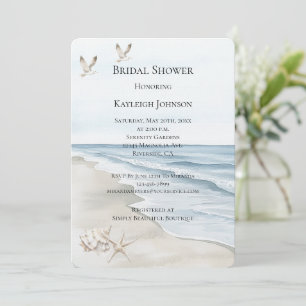Blue Beach Ocean Bridal Shower  Invitation