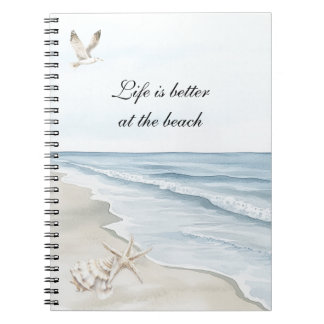 Blue Beach Ocean Starfish Sea Birds  Notebook