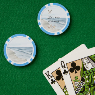 Blue Beach Ocean Starfish Sea Birds Poker Chips