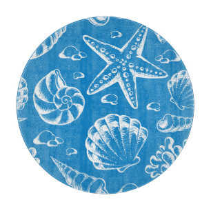 Blue Beach Pattern Cutting Board