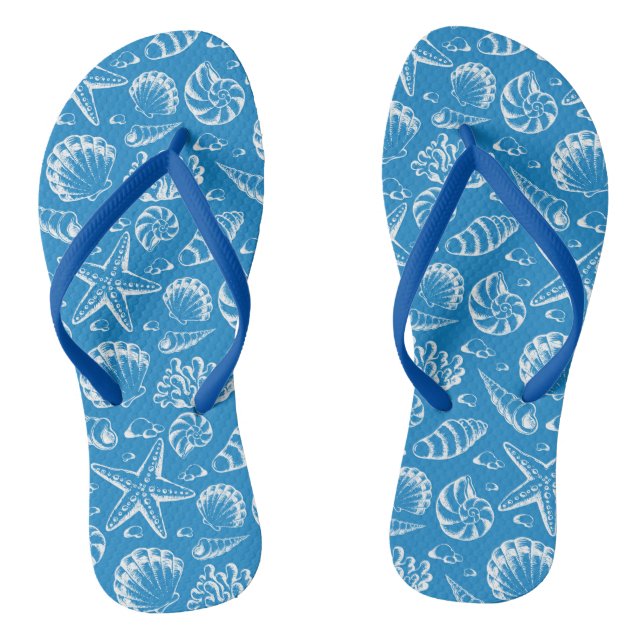 Blue Beach Pattern Jandals (Footbed)