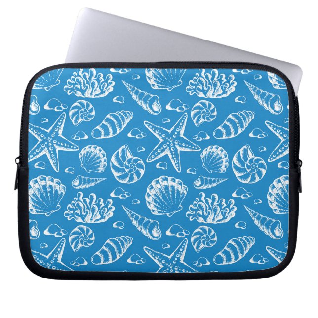 Blue Beach Pattern Laptop Sleeve (Front)
