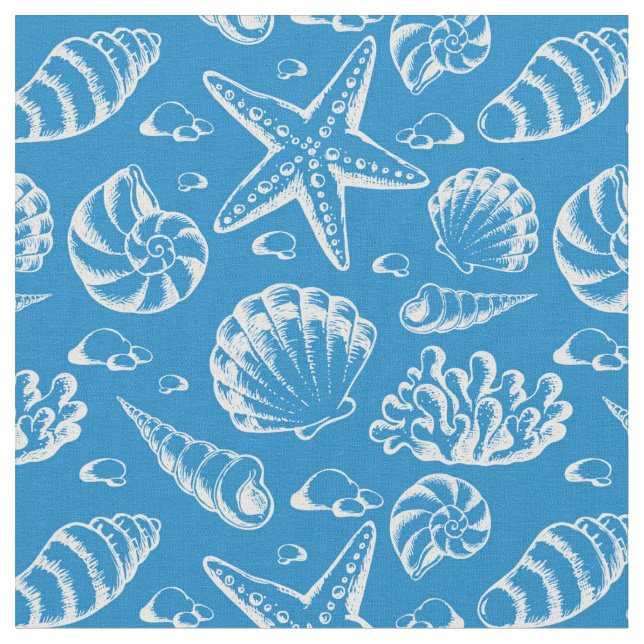Blue Beach Pattern | Monogram 2 Fabric (Close Up)