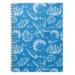 Blue Beach Pattern Spiral Notebook