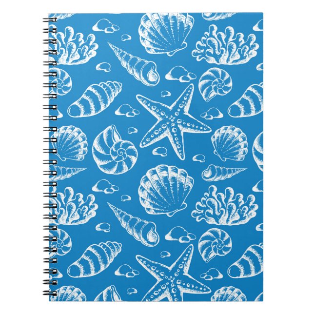 Blue Beach Pattern Spiral Notebook (Front)