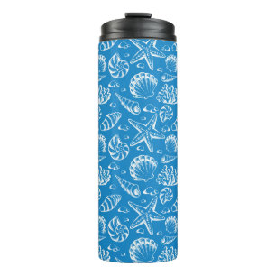 Blue Beach Pattern Thermal Tumbler
