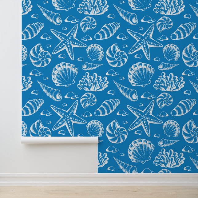 Blue Beach Pattern Wallpaper (Application)