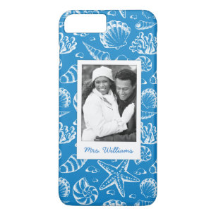 Blue Beach Pattern   Your Photo & Name Case-Mate iPhone Case