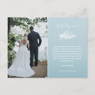 Blue Beach Photo Wedding Thank You Postcard