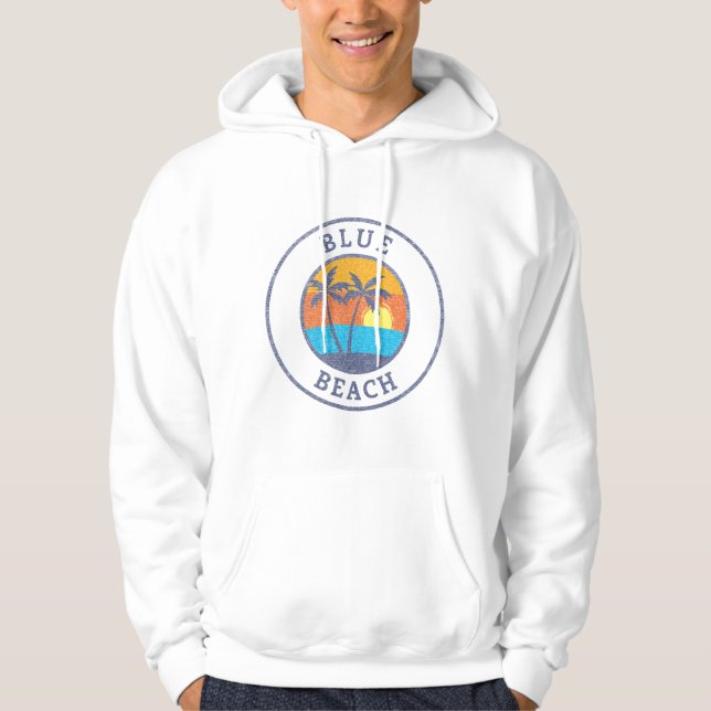 Blue Beach, Puerto Rico Faded Classic Style Hoodie (Front)