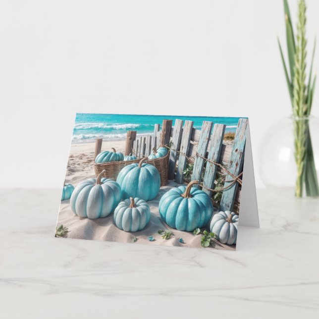 Blue Beach Pumpkins For Birthday Card (Front)