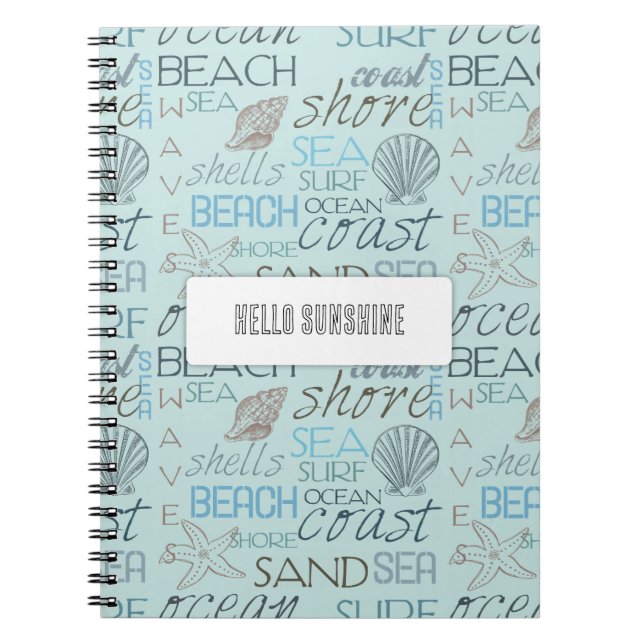 Blue Beach Shells Ocean Coast Notebook (Front)