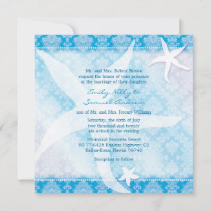 Blue Beach Starfish Summer Wedding Invitation