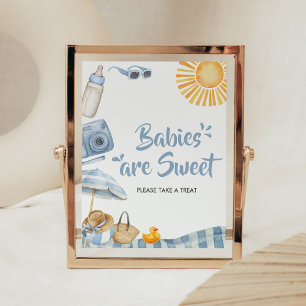 Blue Beach Summer Baby Shower Babies are Sweet Poster