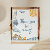 Blue Beach Summer Baby Shower Thank you Card
