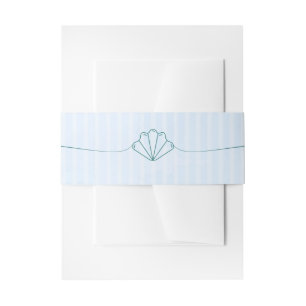 Blue Beach Summer Shell Wedding Invitation Belly Band