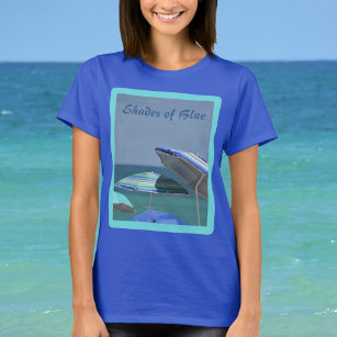 Blue Beach Umbrellas Photographic T-Shirt