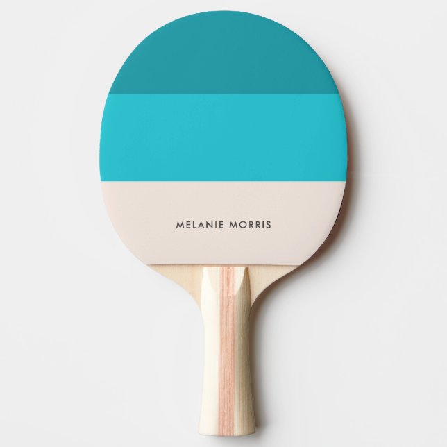 Blue Beach Vibe Colorblock | Modern Monogram  Ping Pong Paddle (Front)