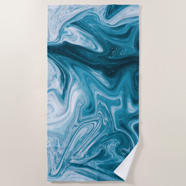 Blue Beach Waves Abstract Design Beach Towel (Front)