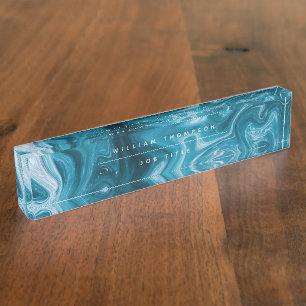Blue Beach Waves Abstract Design  Nameplate