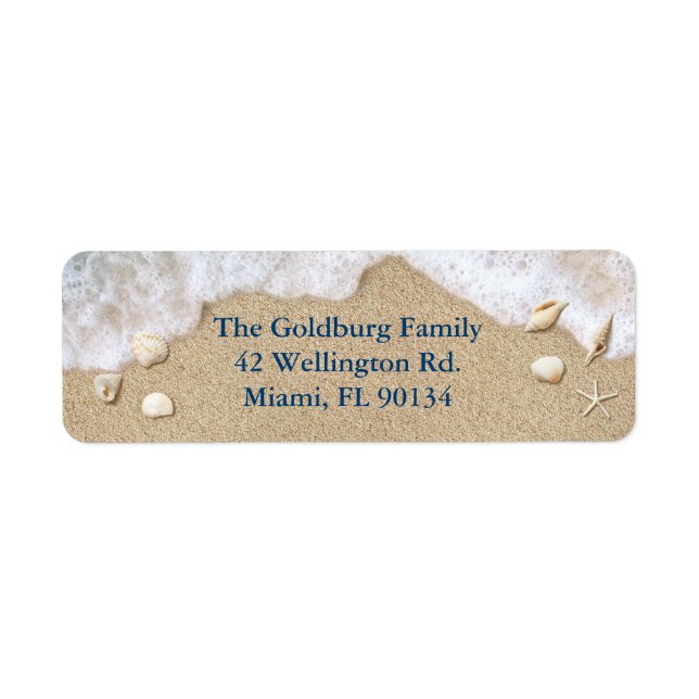 Blue Beach Waves Bat Mitzvah Return Address Labels (Front)