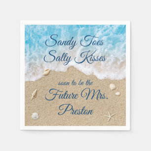 Blue Beach Waves Bridal Shower Napkin