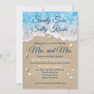 Blue Beach Waves Mrs & Mrs Wedding Invitation